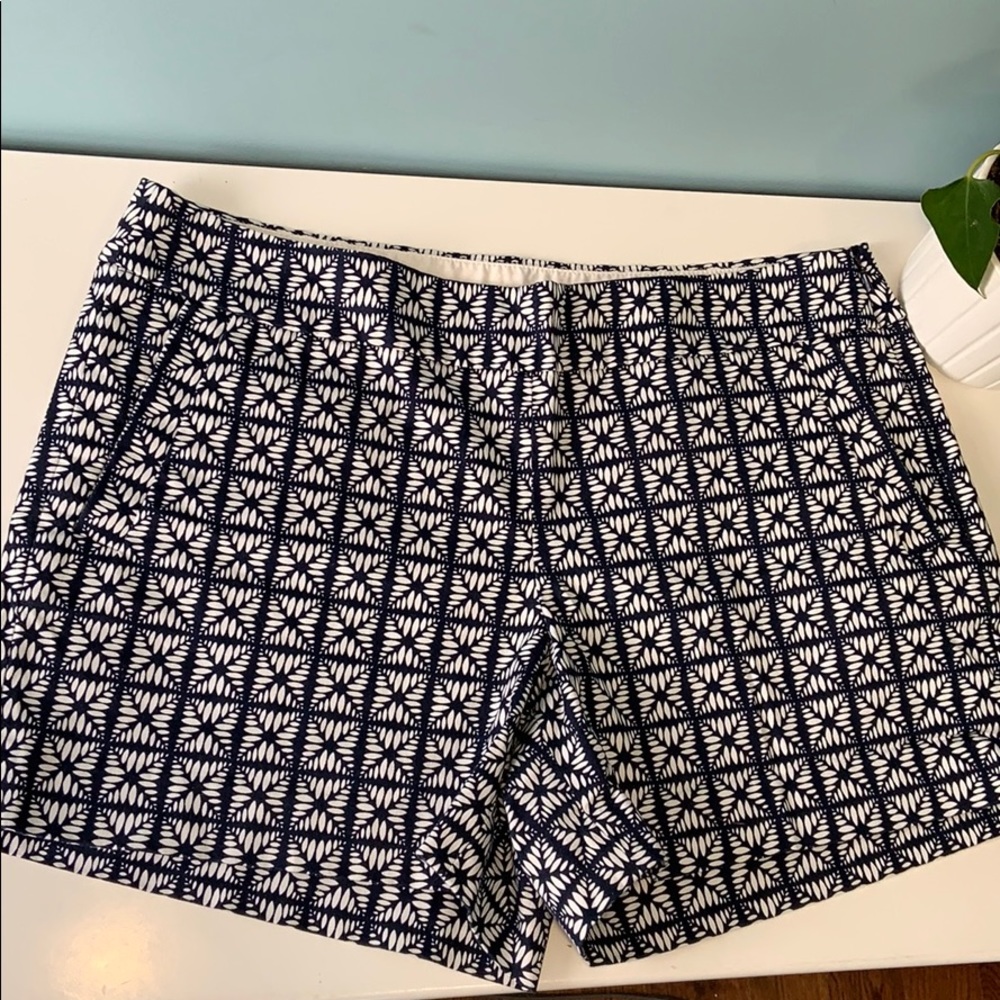 J. Crew Navy and White Patterned Women Shorts